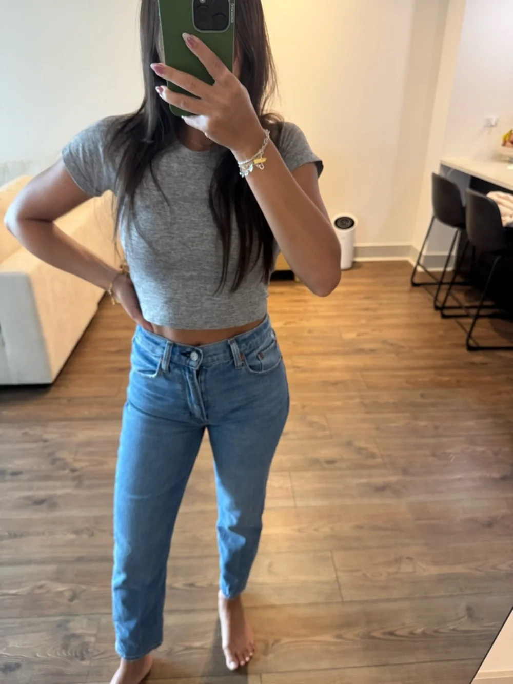 Abercrombie & Fitch High-Rise Light Blue Mom Jeans - Picture 2 of 5